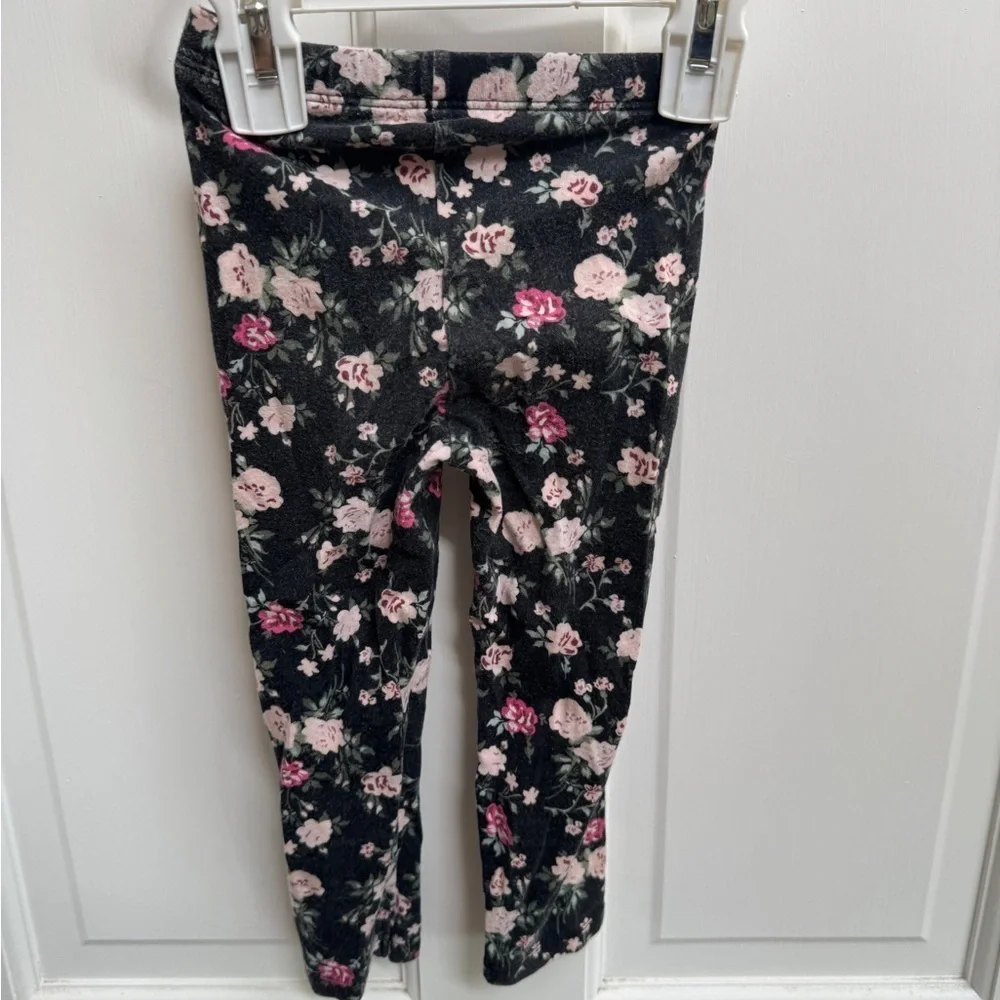 The Children's Place 2T Girls Black & Pink Floral Leggings Pants